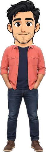 Alex, a fictional colleague with a cartoon head, standing and facing forward.