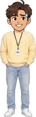 Ollie, a fictional colleague with a cartoon head, from "The Last Hire".