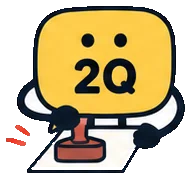 Q, the yellow two-question speech-bubble mascot, on the Decision card